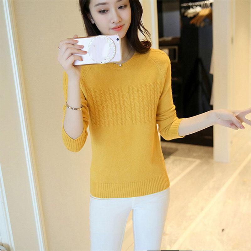 

WTEMPO Slim Casual Versatile Long Sleeve Warm Knitwear Elastic Women s Spring Autumn Large Size Solid Color Sweaters Pullovers One Size жёлтый