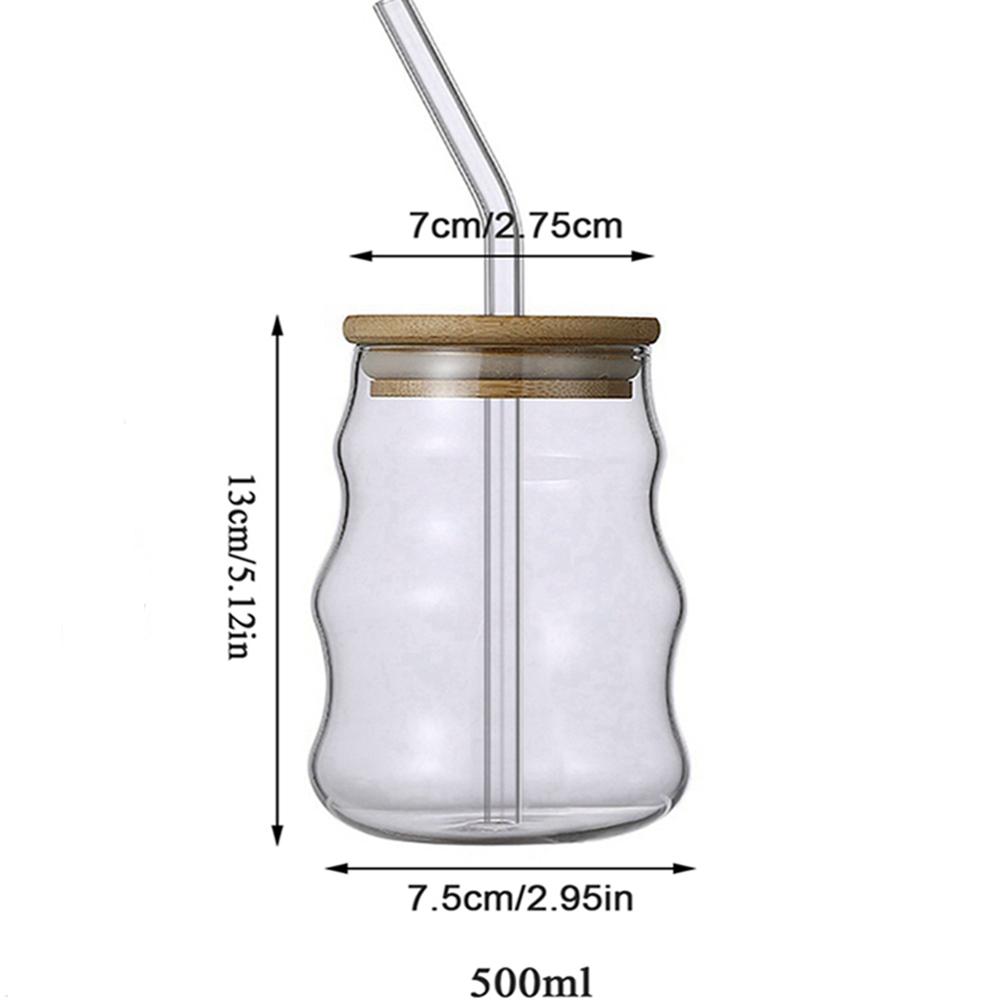

Кружка для кофе 500 мл в полоску со стеклянной крышкой и соломинкой, прозрачная чашка для бабл-ти, стакан для сока, чашки для молока и мокко, кружка для воды для завтрака 500ml