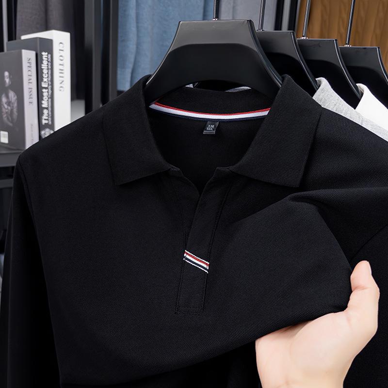2026 Spring/Autumn Men's Long-Sleeve POLO with Scissor Collar - Light Luxury Embroidered Shirt.