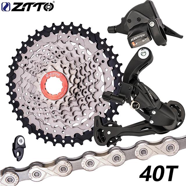 ZTTO MTB 9 Speed Set 1X9 Shifter Rear Derailleur 9V 50T Cassette K7 Sprocket Parts For m370 m430 m590 DEORE Single Crank System 9S40T Silver Set