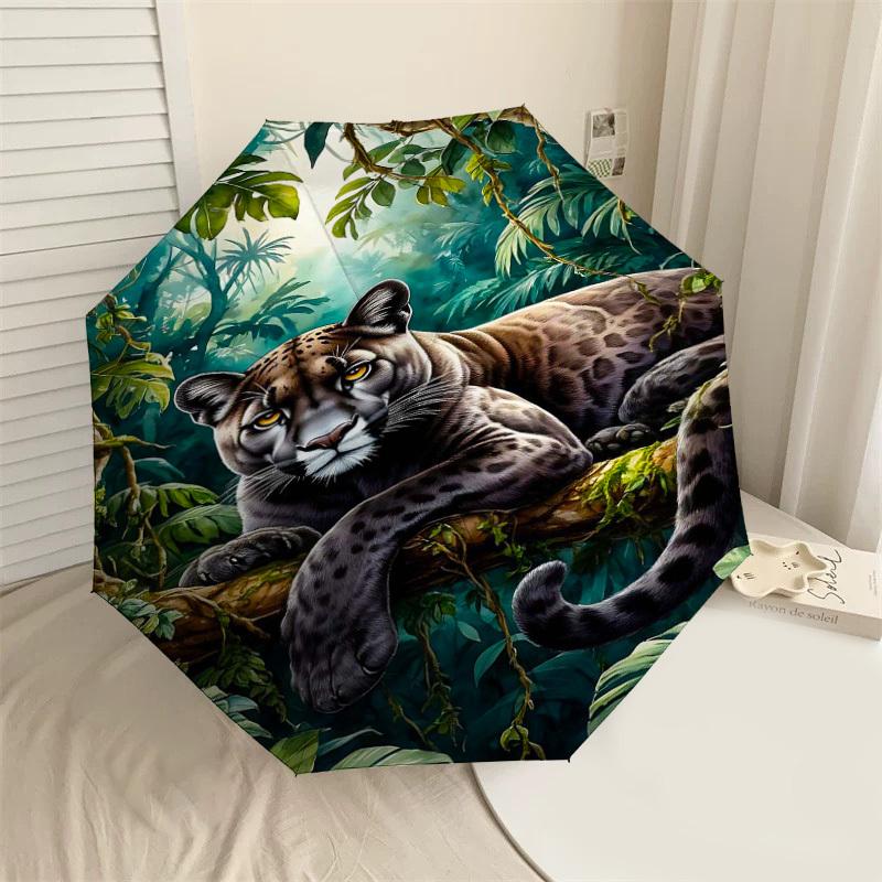 

1PC Jungle Leopard Umbrella-8-Rib Reinforced, Automatic Open, Lightweight & Durable, Fashion Accessory for Outdoor-D392