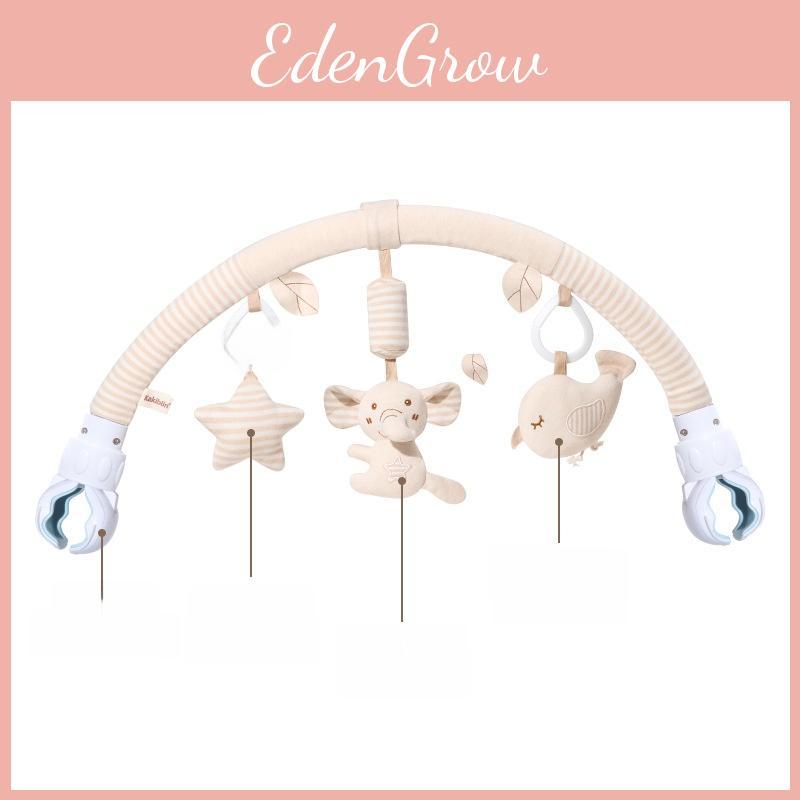 Baby Stroller Hanging Wind Chime Toy With Plush Bear And Elephant Clamps For Sensory Development