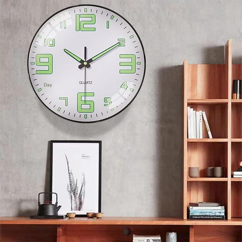 1 Pcs Luminous Wall Clock Light In Dark Night Digital Quartz Movement Bedrooms Living Room Study Loudspeaker Mute Clock For Home