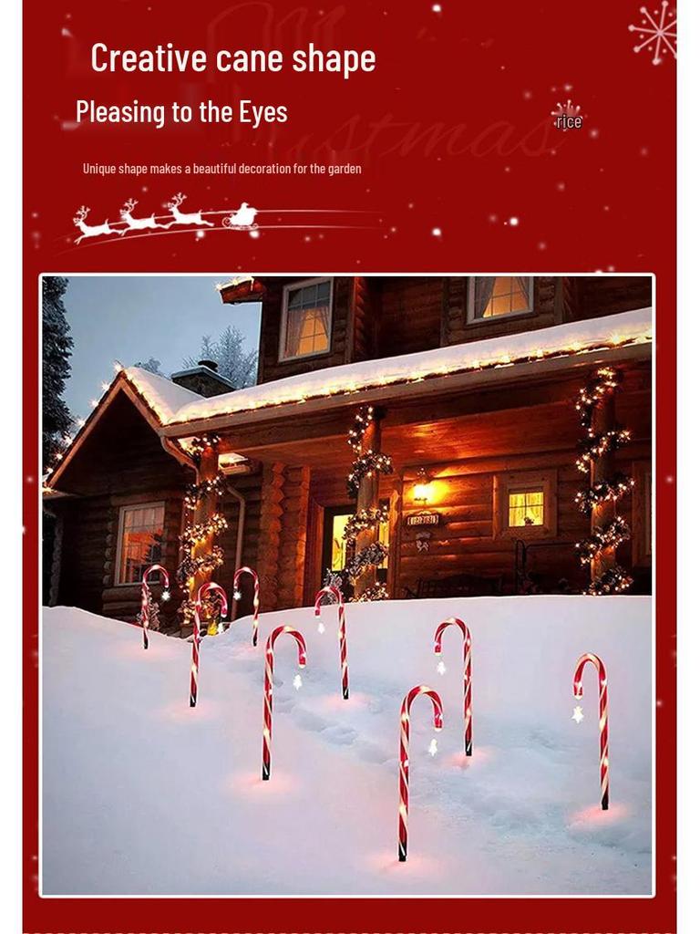 Solar Star Candy Cane Christmas Lights - Outdoor Garden Holiday Decoration