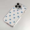 Blaue herzförmige transparente Handyhülle geeignet für iPhone 17, 16, 15, 14, 13, 12, 11 Pro/Max/Plus sturzsicher und stoßfest