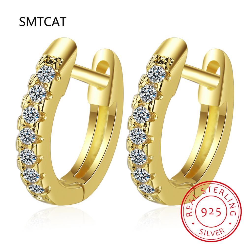 Plated Total 2.6CT Full Moissanite Hoop Earring for Women Sparkling Wedding Party Earring 925 Silver Jewelry Huggie
