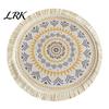 Pastoral Home Decor Mats Vintage Round Coasters, Cotton Linen Placemats, Soft Jute Rustic Style Coasters Tassels Drink Mats, Handwoven Table