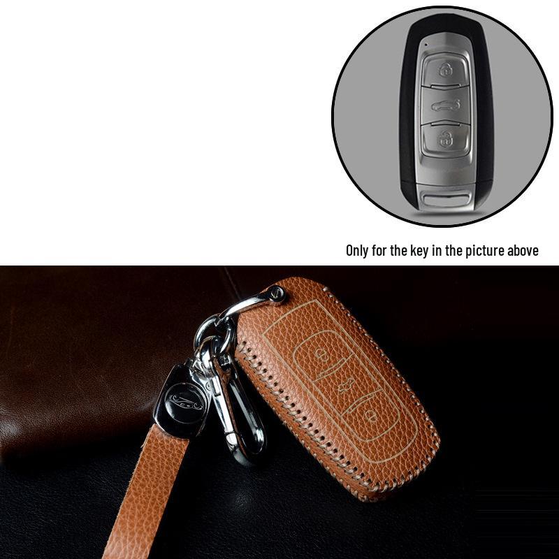 Key Case Protection Cover for Geely Models: New Emgrand GS, GL, Boyue, Vision X6/X3, S1, Borui, EC7 - Cowhide with Buckle.