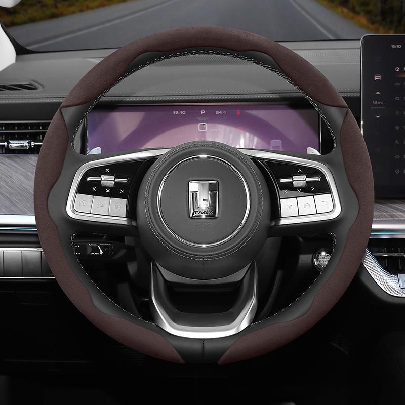 zkfan8 Suitable for Tank Anti-Slip Buckle Segmented Suede Steering Wheel Cover Suitable for 300 400 500 700 800 Hi4T Hi4Z Winter and Warm Accessories