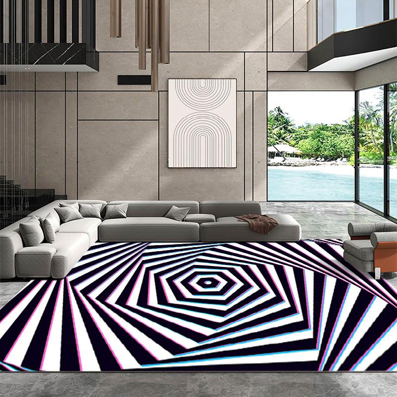 3D Vision Whirlpool Carpet Living Room Sofa Coffee Table Mat Bedroom Full of Foot Mat Home Decor Crystal Velvet Floor Mat