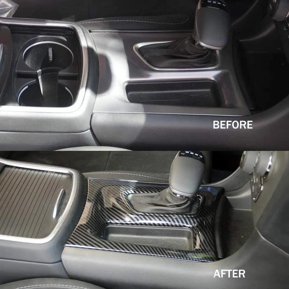 Kohlefaser-Zierleiste für 2015-2021 Dodge Challenger Mittelkonsolen-Schaltkulissen-Panel
