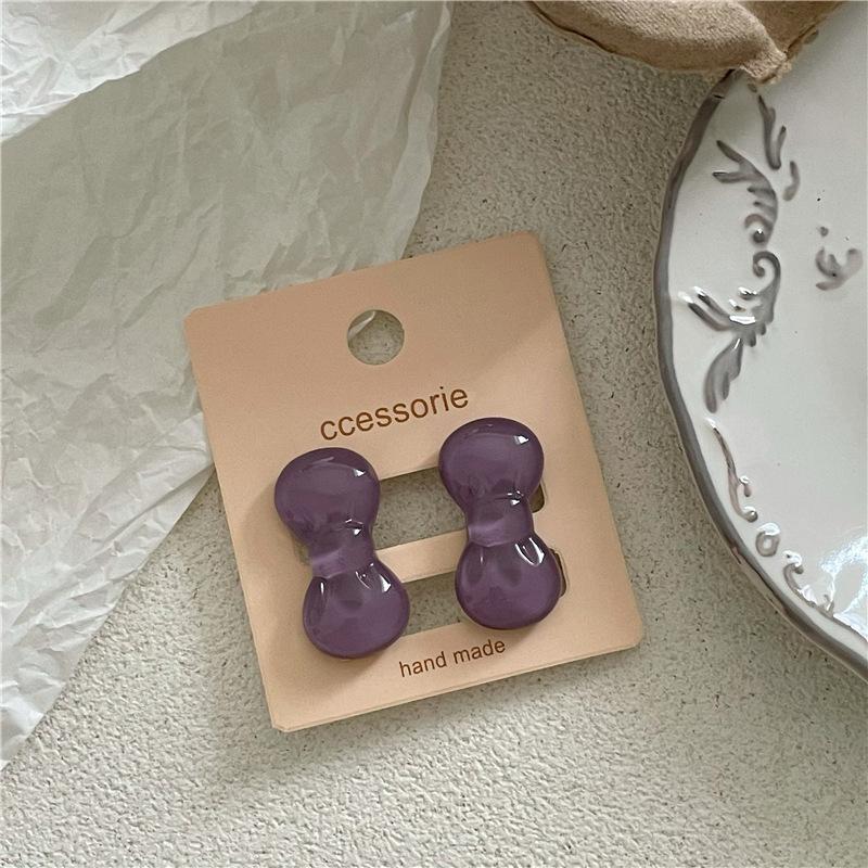 Mini and Cute Colorful Plastic Bow Hair Clips  Playful and Girlish Side Bangs Clips  Duckbill Clips