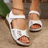 2025 Classic Women Shoes Summer Women's Sandals Fashion Hollow Wedges Sandals Retro Solid Sewing Plus Size Rome Shoes Hot
