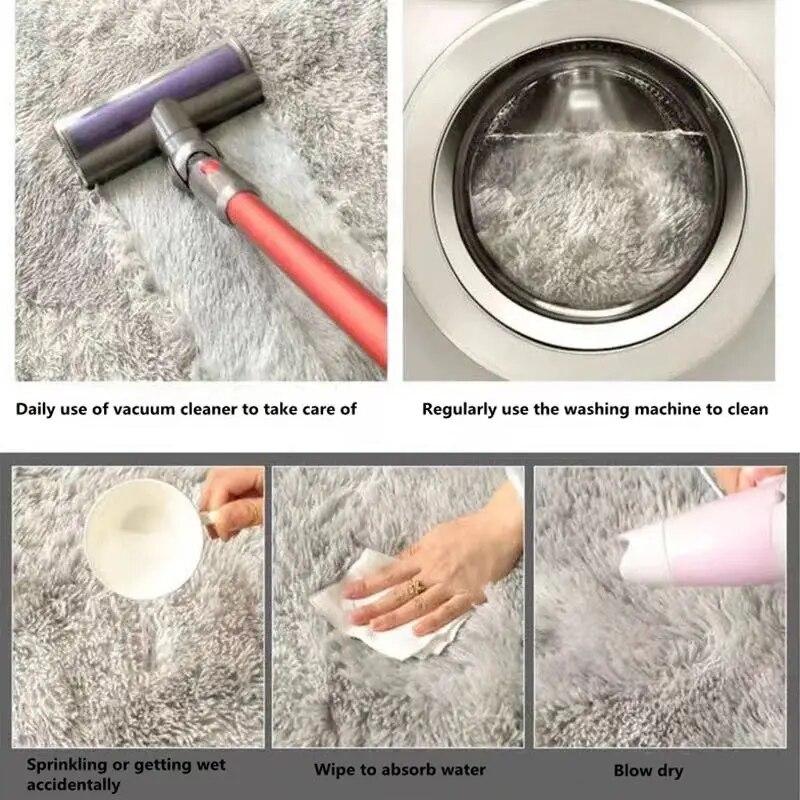 Water Absorption Carpet Rugs Rainbow Carpet Tie Dyeing Plush Soft Carpets For Living Room Anti -Slip Floor Mats Bedroom