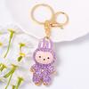 Cross Border Popular Cartoon Doll with Canvas Keychain, Small Pendant Accessories, Rhinestone Metal Rabbit Keychain