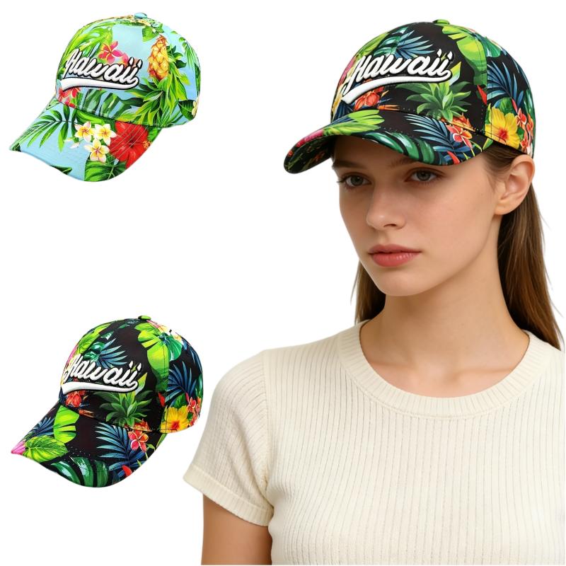 My Extreme Outdoor Activities Women's Black Hawaii Hibiscus Print Trucker Hat Summer Flower Baseball Cap Adjustable Dad Hat Beach Vacation Snapback Caps For Men