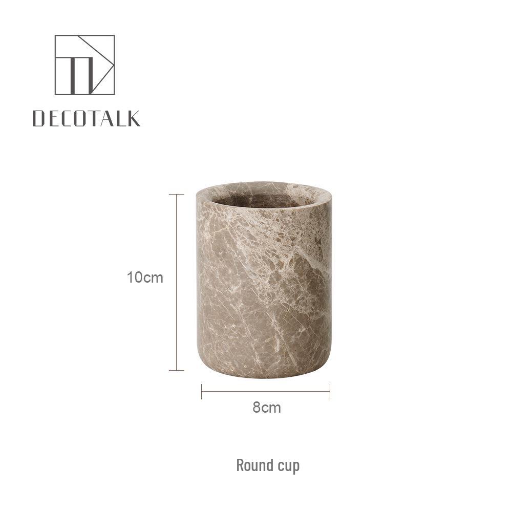 DecoTalk Wabi-Sabi Marble Bathroom Set: Matte Washbasin, Aroma Diffuser, Tissue Box