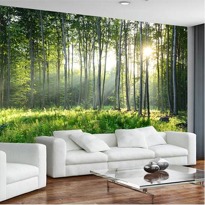 Papel Tapiz Bosque 3D Bosque Verde Paisaje Natural Murales de Pared Sala de Estar Dormitorio Mural de Pared de Fondo Decoración del Hogar