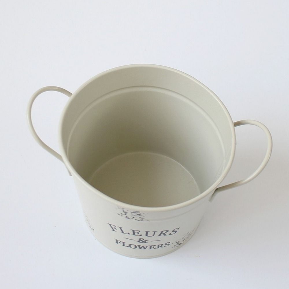 Decorative Iron Planter Pot Handicraft Flower Bucket Ornament Round Flower Pot  Desktop