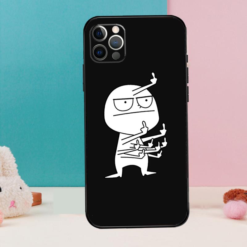 Funny Man Middle Finger Phone Case For iPhone 17 Air 16 15 14 13 11 12 Pro Max 12 13 Mini 15 16 Plus 16e Cover Coque