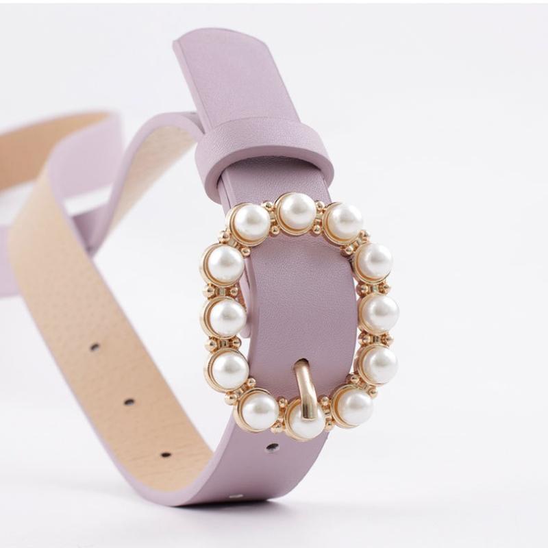 New Fashionable Minimalist Elegant Leather Pearl Belt Versatile Belt - Fashionable High-End Casual Buckle Belts for Women