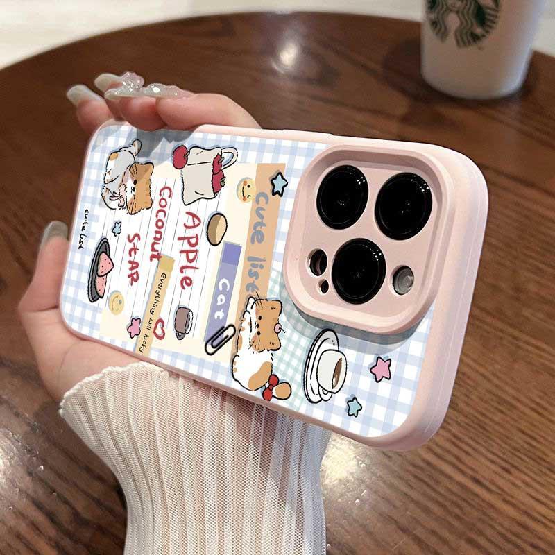 

Coffee Cat for IPhone 17 Phone Case 16 Imitation Liquid for IPhone 15 Fun 14 Cartoon 12 Soft For Apple 11