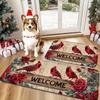 1Pcs Anti Fatigue Kitchen Rugs, Red Cardinals Rose Print Waterproof Non-Slip Thick Cushioned Kitchen Mat Heavy Duty Comfort Standing Mat for Kitchen