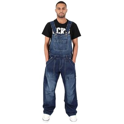 Herren Street Denim Arbeitshose Lockerer Multi-Pocket Casual Workwear Hosenträger-Overall