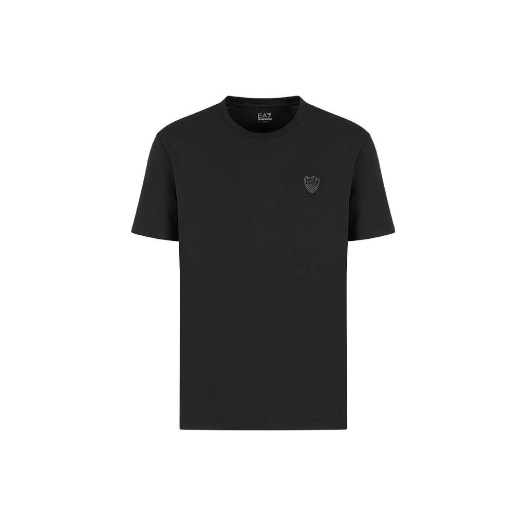 Emporio Armani EA7 SS23 Solid Logo Pullover Short Sleeve T-Shirt Men Tops Black 3RPT41-PJNTZ-1200