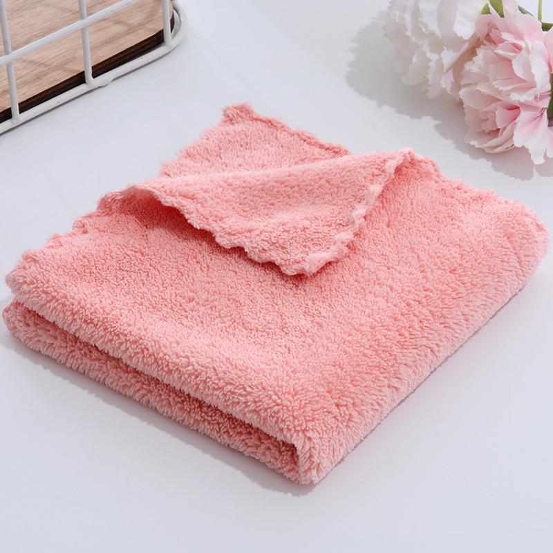 High-Density Coral Fleece Soft Absorbent Towel - 30x30 Square Baby Handkerchief & Dishcloth