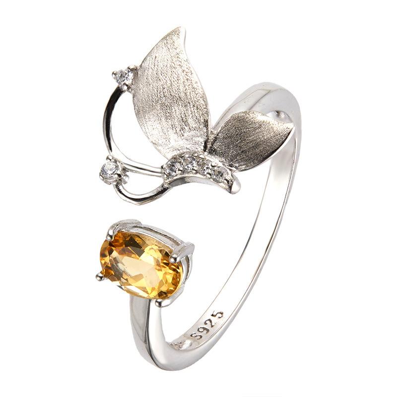 Original Design Does Not Fade Niche High Sense S925 Sterling Silver 18K Natural Citrine Lucky Treasure Ring Women