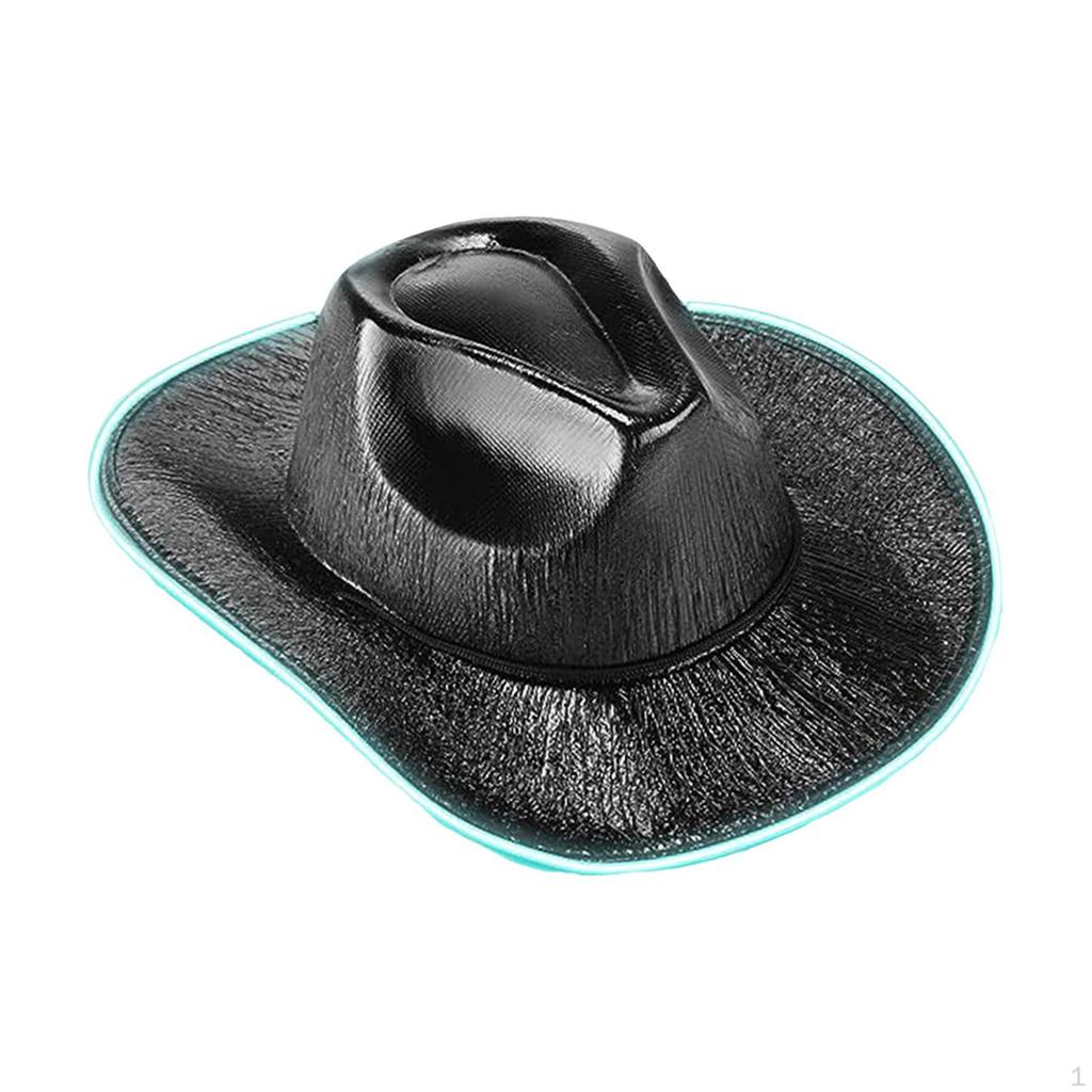 LED Cowboy Hat, Light up Headgear Rave Cap Cowgirl Hat Western for Party Role