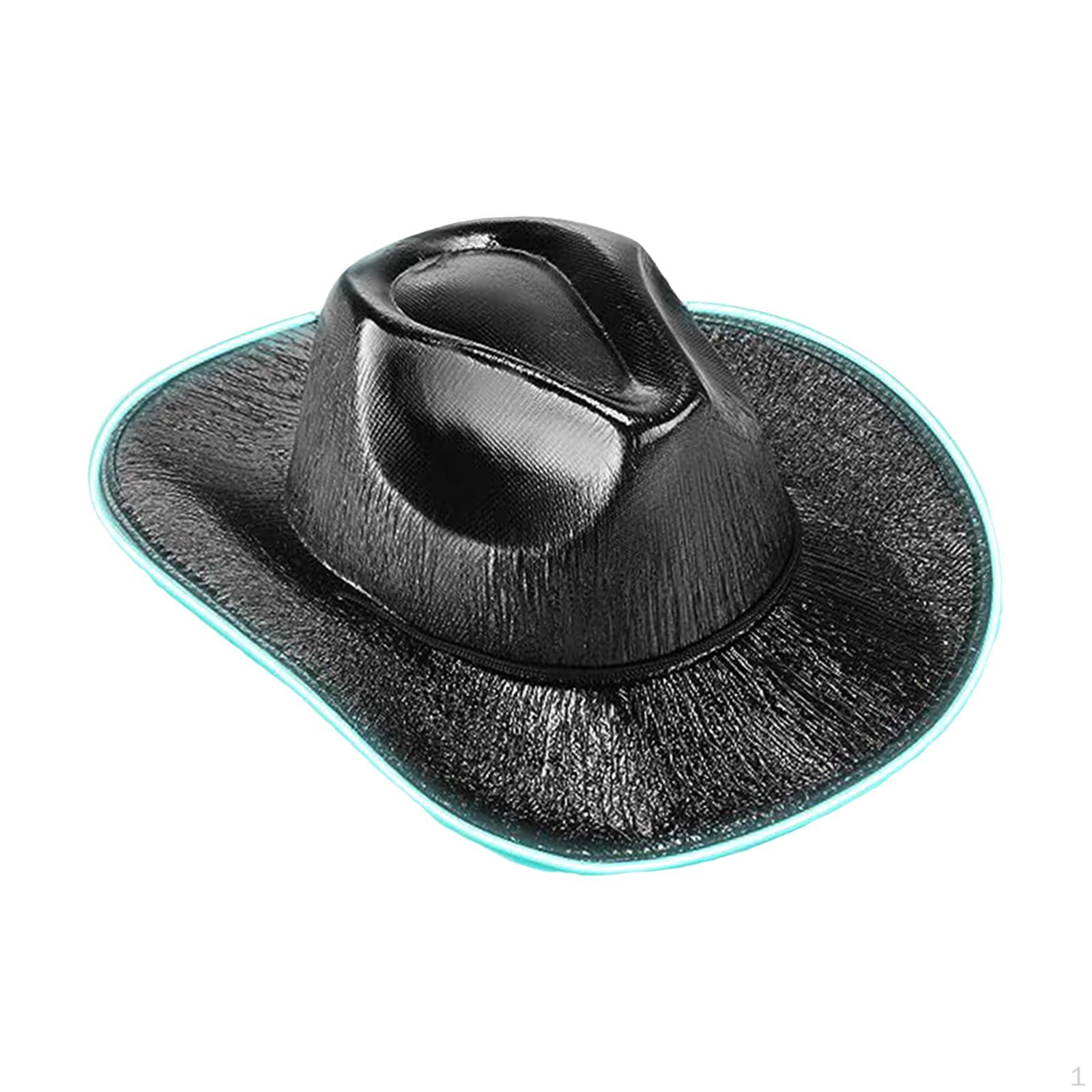 Светодиодная ковбойская шляпа, Светящийся головной убор, Кепка для рейва, Шляпа ковбоя, Вестерн, Для вечеринки, Ролевой игры чёрный