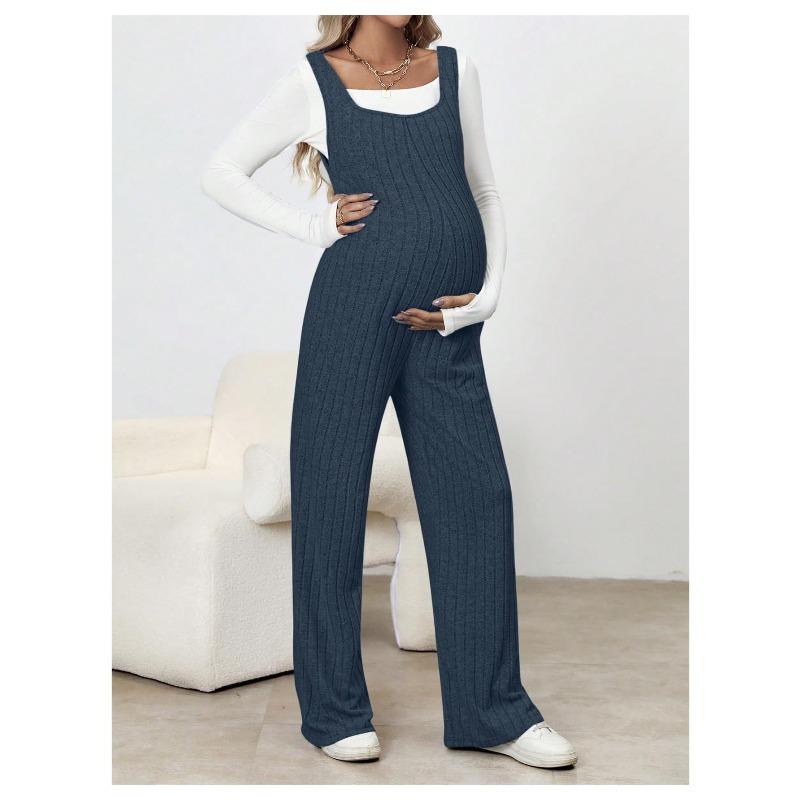 Pregnant Women's Jumpsuit for Autumn and Winter, New Knitted Overalls with Loose Belly Support, Slimming Maternity Clothing
