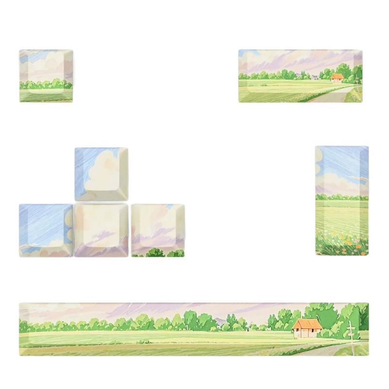 8Pcs DIY Personalizeds Keycaps 5Side Dyes-SUB 6.25u Space Bar Original Profile for Gaming Mechanical Keyboards