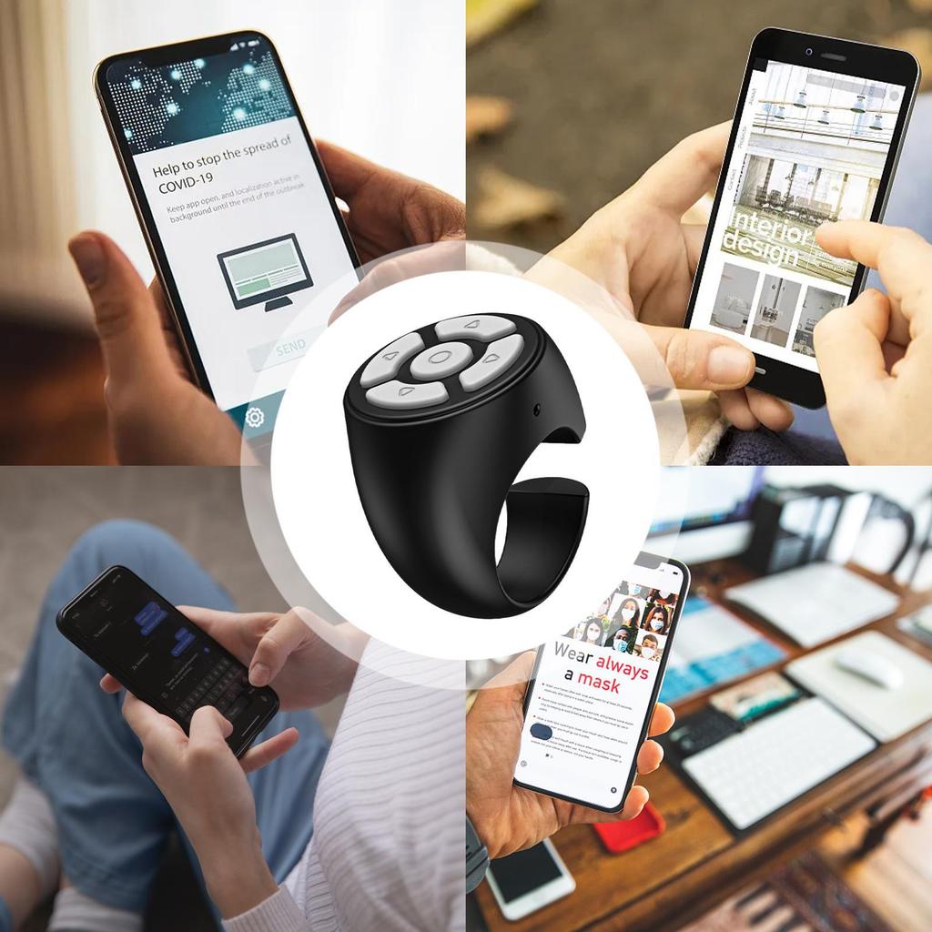 Drahtloser Fernauslöser Finger-Scroller Seitenumblättern Selfie-Taste Handy-Controller für Schule Auto Zuhause Reisen und Camping