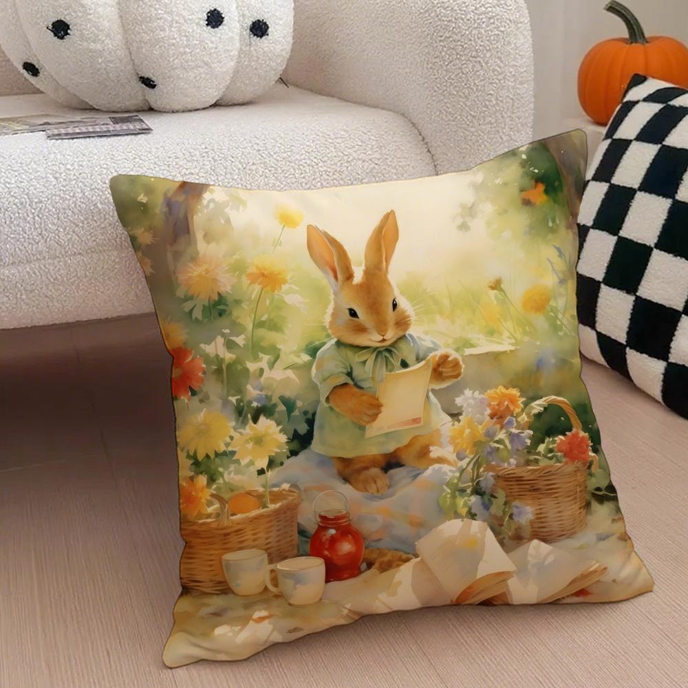 Classic Cute British PPeter Rabbit Cushion Cover Throw Pillow Cover Hidden Button Durable Polyester Chair Cushion