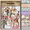 Retro Alice Tea Party Paper Set: 8 Sheets & 30 Stickers with European and American Character Rhombus Patterns