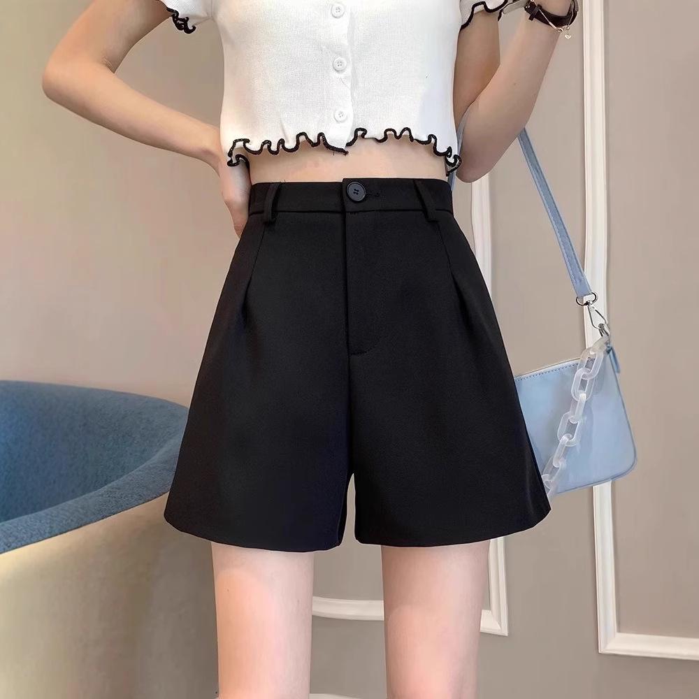 

Women s High Waist Black A-Line Casual Shorts - Summer 2024, Slimming, Loose Fit, Plus Size XS [70-80 jin]