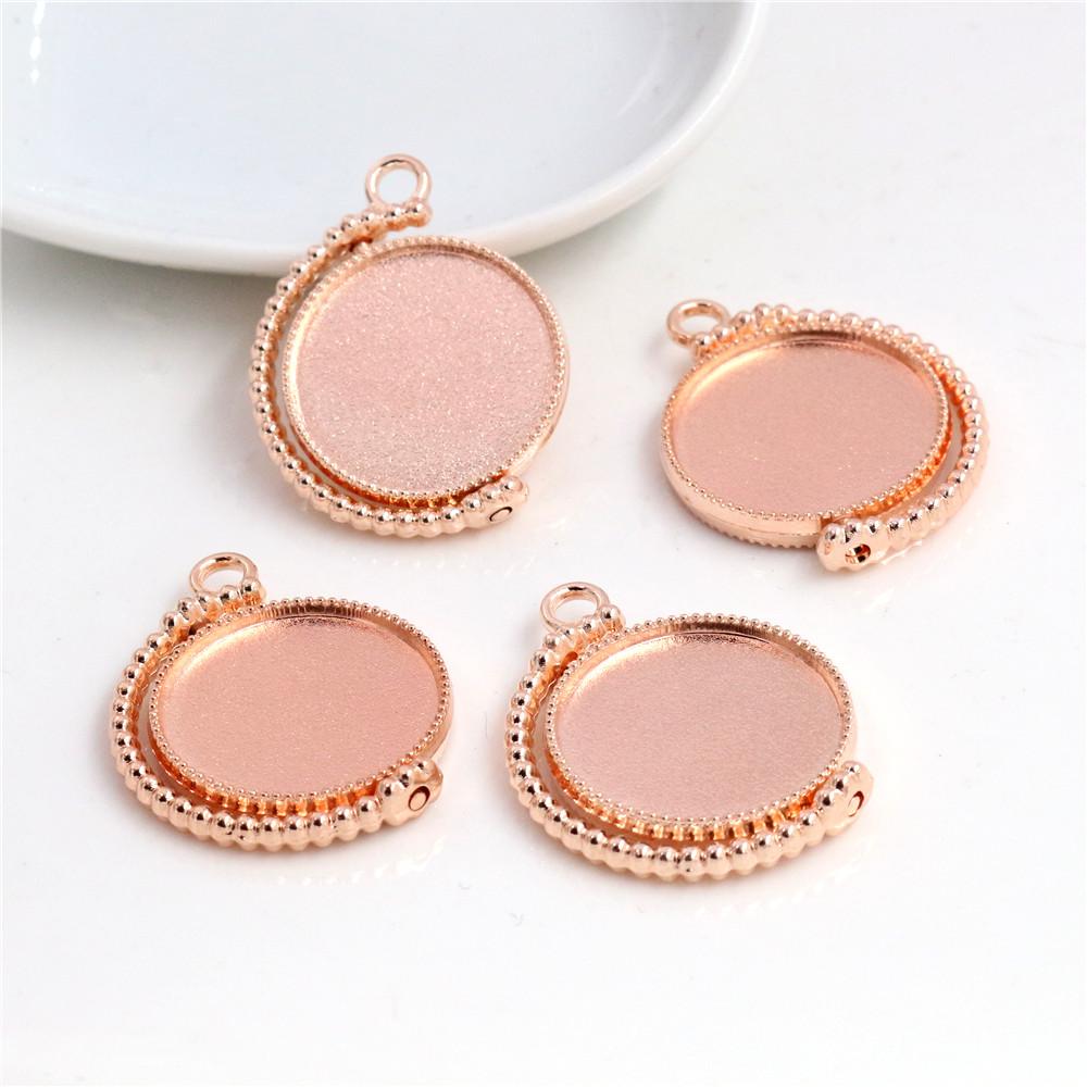New Fashion 5pcs 25mm Inner Size Antique Silver Plated And Bronze Baroque Style Cabochon Base Setting Charms Pendant