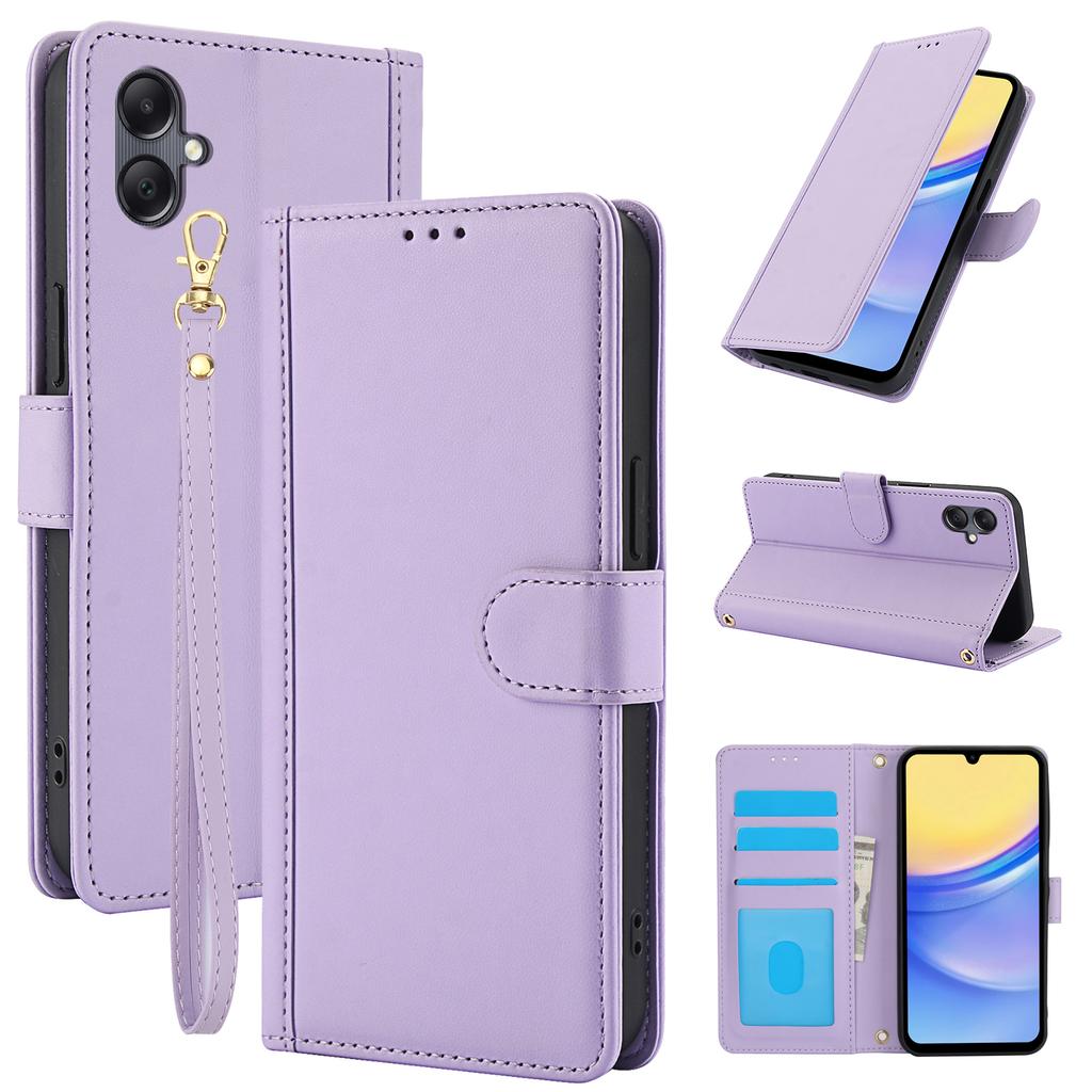 SY-003 For Samsung Galaxy A06 4G Case PU Leather Stand View Phone Wallet Cover with Hand Strap