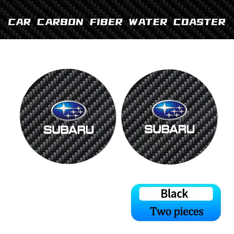 2Pcs Carbon Fiber Coaster Car Water Cup Anti-slip Pad Mat Auto Interior For Subaru STI XV Forester Mpreza Outback Legacy Impreza Y14