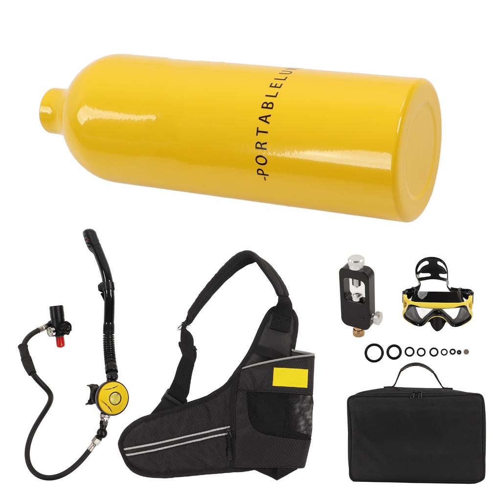 DIDEEP 1L Mini Scuba Diving Tank Pressure Relief Valve Kit with Diving Goggles Strap Bag Refill Adapter
