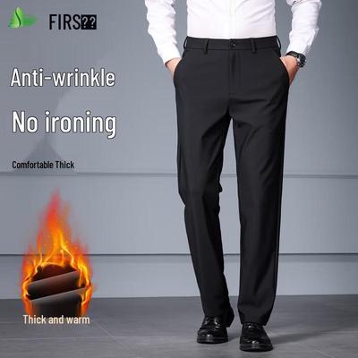 FIRS Pánské zateplené, snadno udržovatelné, rovné, business casual kalhoty