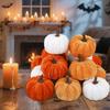 Fall Faux Velvet Pumpkins 16Pcs/set Halloween Foam Pumpkins Ornament For Autumn Fall Thanksgiving Harvest Festival Decoration