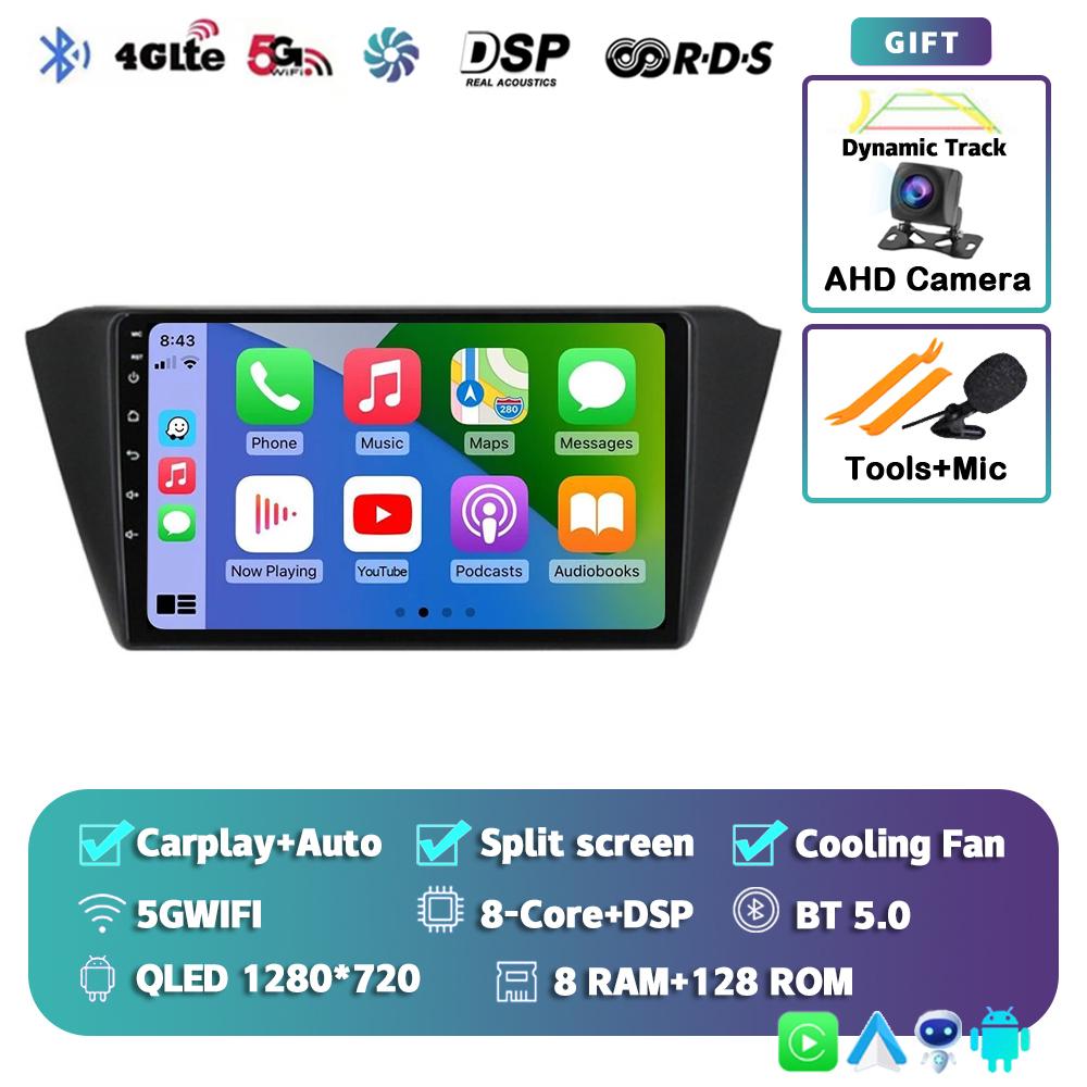 Android 14 Carplay Auto WIFI+4G Car Radio For Skoda Fabia 3 III 2014 2015 2016-2020 Multimedia GPS Player Stereo 2din Head Unit