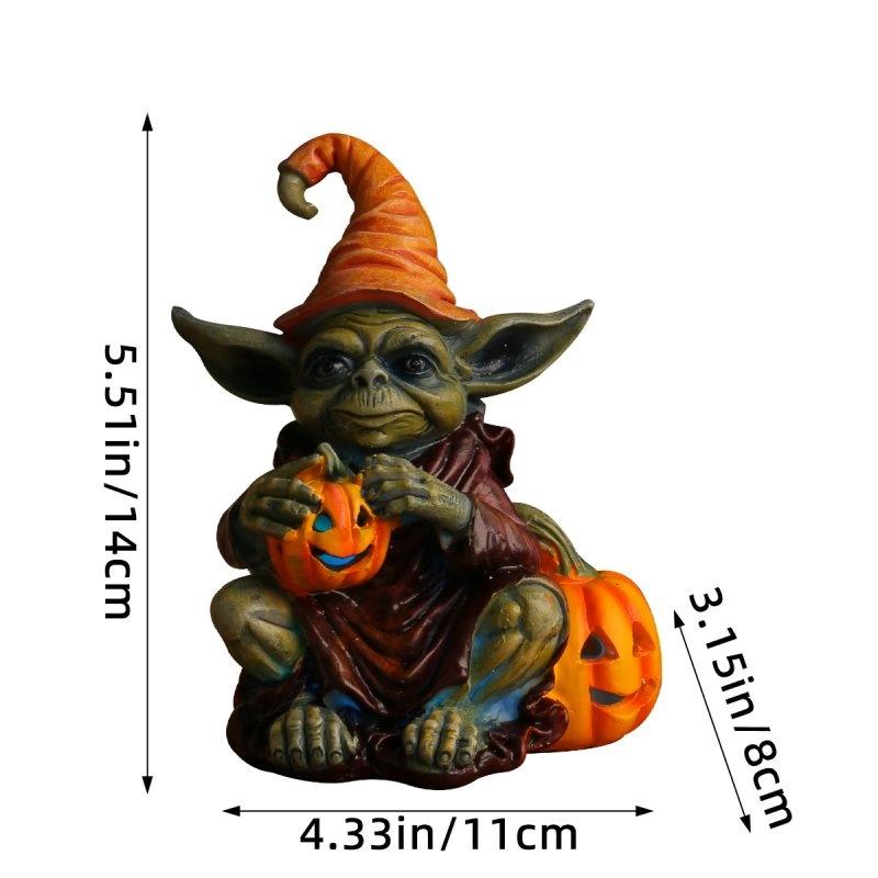 

Halloween Light Emitting Hug Pumpkin Lamp Elves Resin Craft Decoration Tabletop Style A