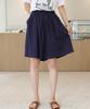 Ppaeppae All-Elastic Loose Fit Linen Wide A-Line Skirt Pants