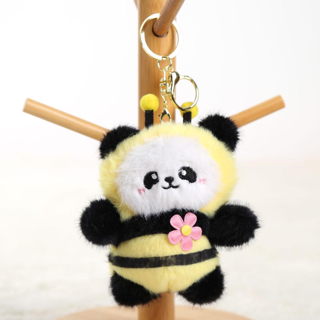 Panda Back Bee Doll Pendant Plush Toy Panda Doll Keychain Gift Girls Bag Pendant Doll