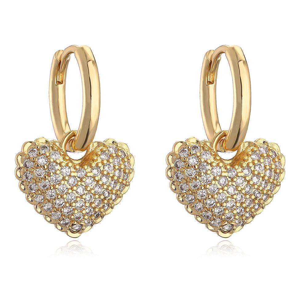 Zircon Heart Drop Earrings - Light Luxury, Simple & Versatile Design for Women